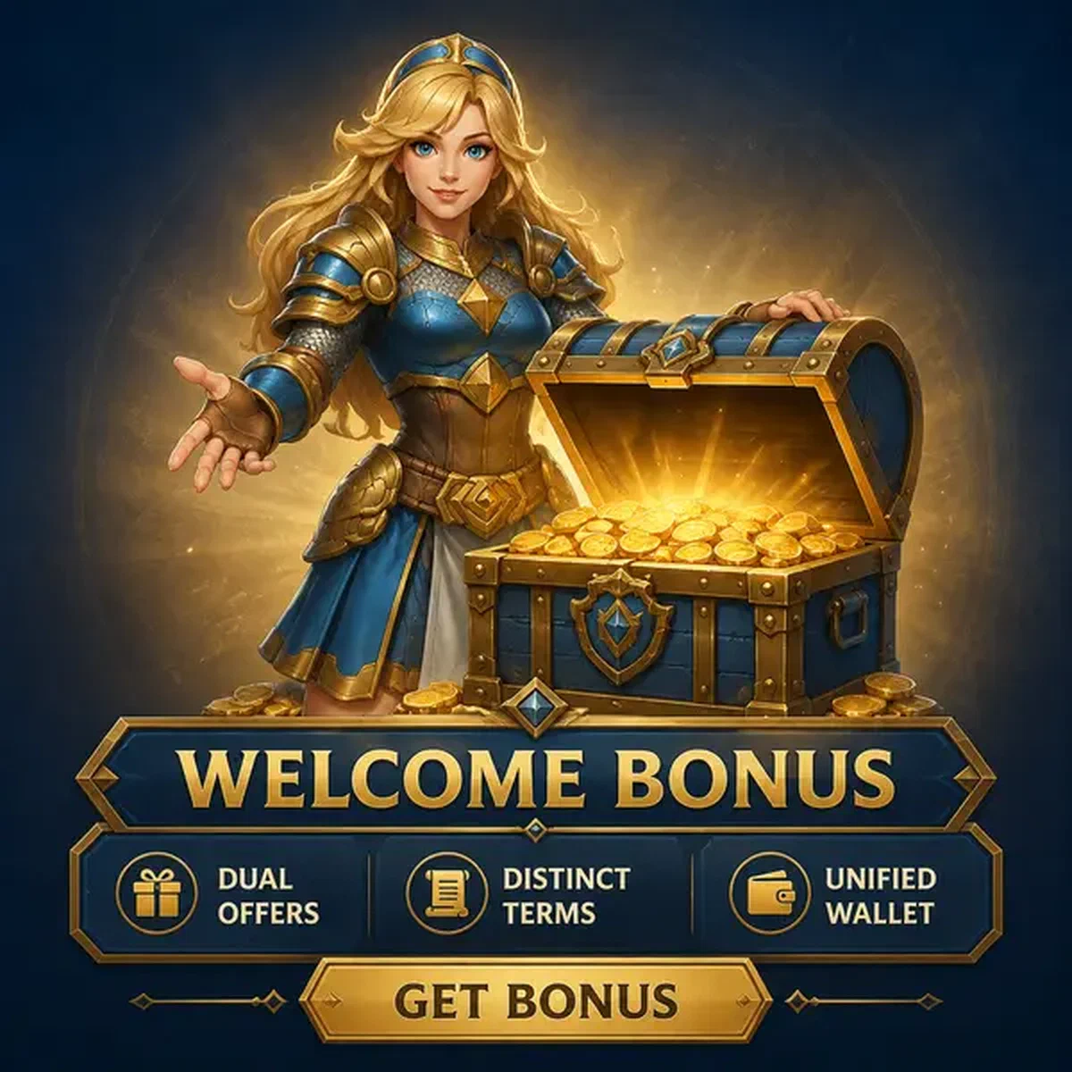 Schildmaid öffnet Schatztruhe und enthüllt Bet On Red Casino Willkommensbonus-Belohnungen