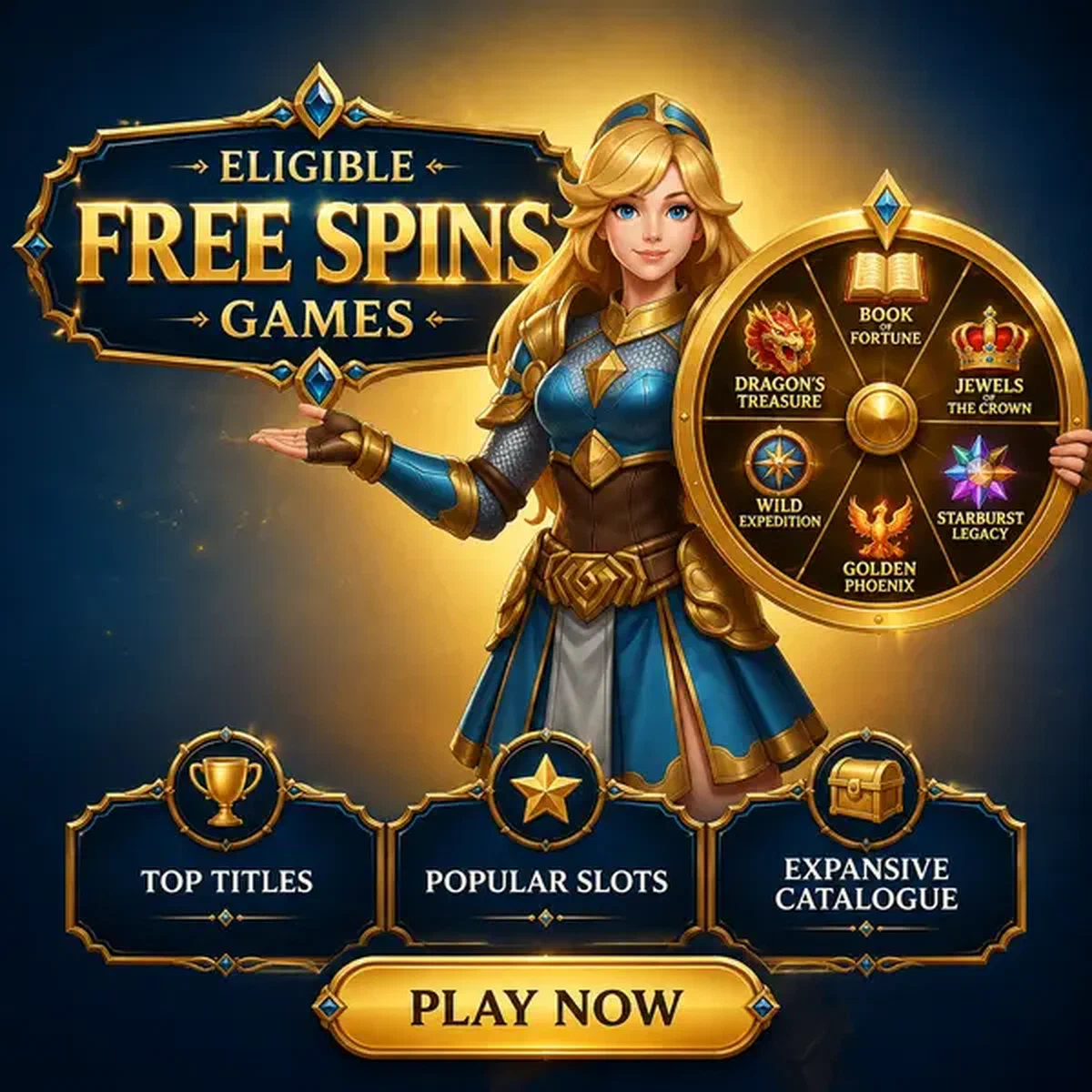 Schildmaid präsentiert goldenes Preisrad mit berechtigten Freispiel-Spielen bei Berechtigte Spiele für Ihre Freispiele